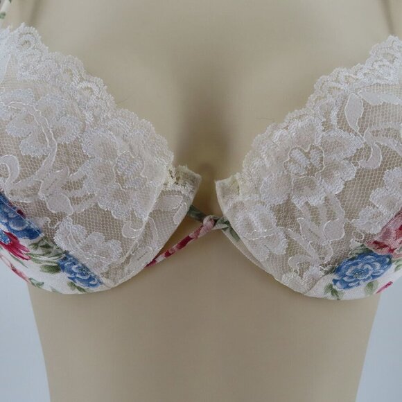 VTG Jaclyn Smith 34B Bra Underwire Lace Trim Padded Floral Flower Print Women - Picture 4 of 15